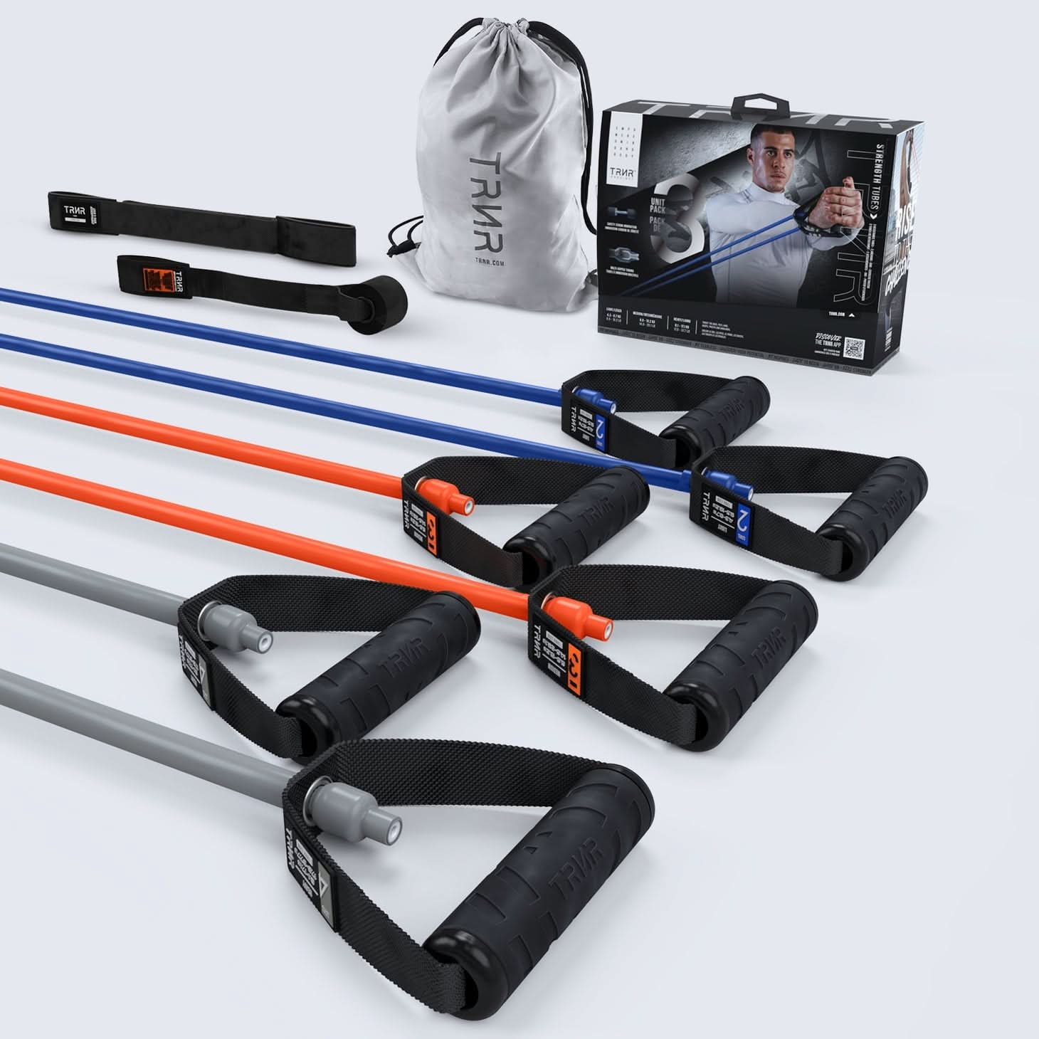 TRNR Resistance Tube (Strength Tube) 3 Pack (Light Medium Heavy)