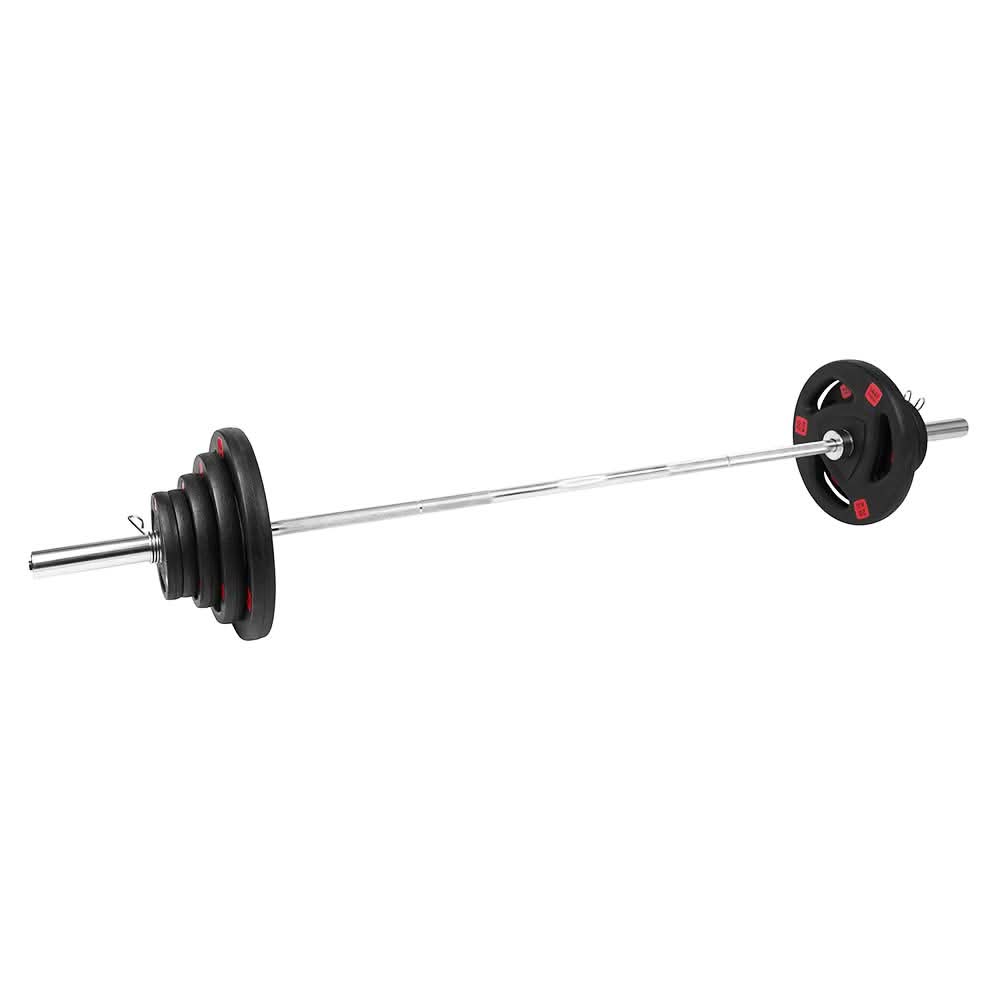 Combo 1441 Fitness 7 Ft Olympic Bar With Tri Grip Black Olympic Plates Set | 100 Kg