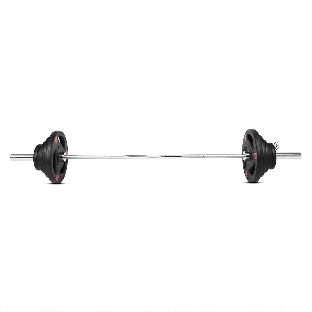 Combo 1441 Fitness 7 Ft Olympic Bar With Tri Grip Black Olympic Plates Set | 100 Kg