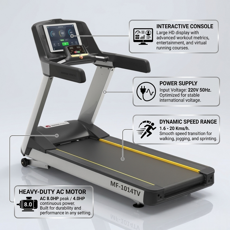 Marshal 8.0 HP Commercial Treadmill with 15.6Ó Touchscreen