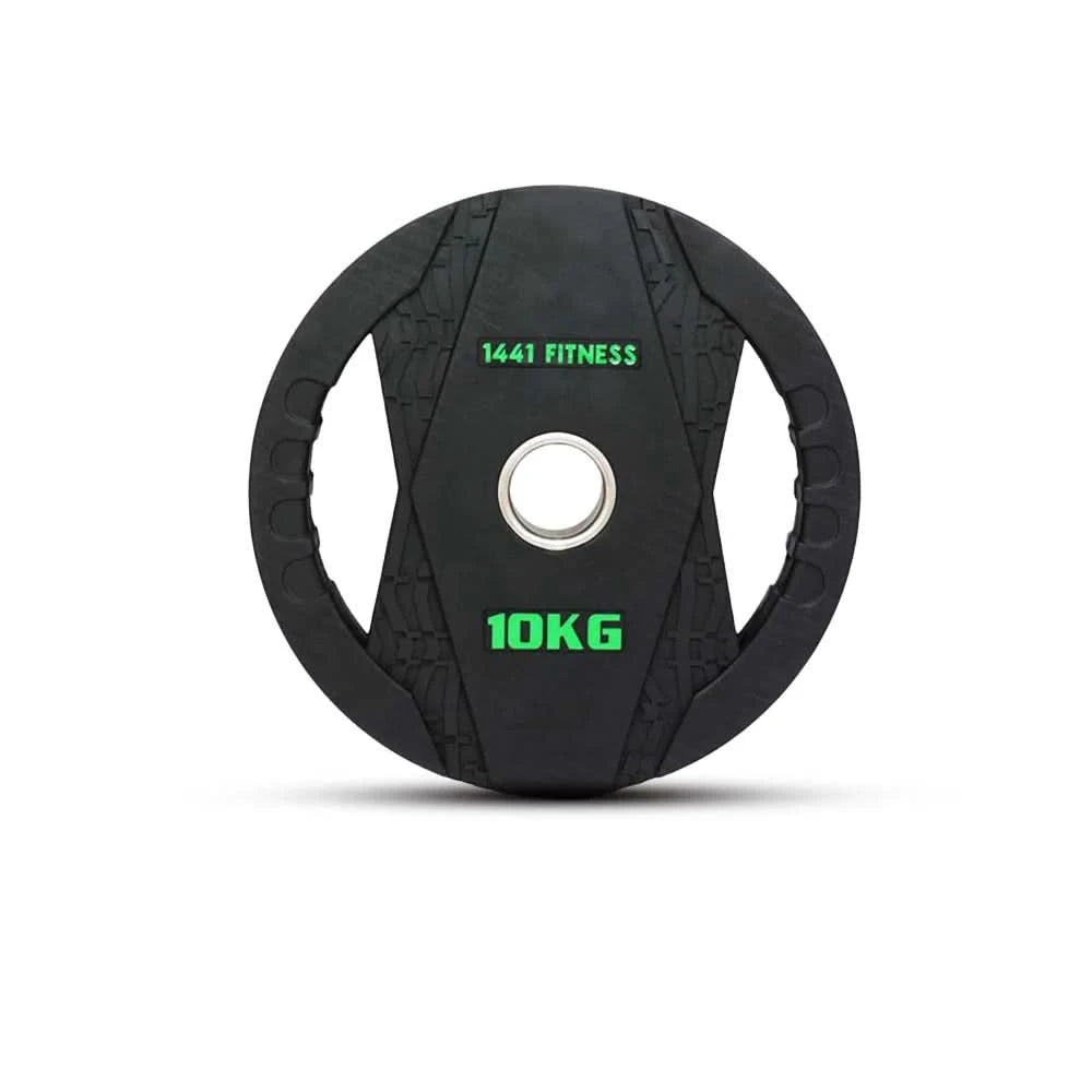 Combo | 1441 Fitness 6 Ft Olympic Barbell With Black Dual Grip Olympic Plates Set | 60 Kg Set