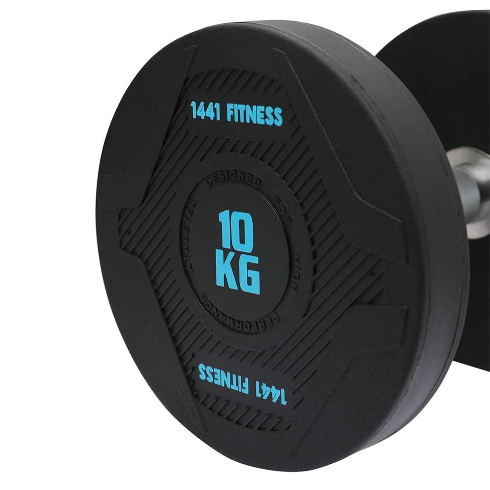 1441 Fitness PU Rubber Round Dumbbells 2.5 to 50 kg - (Sold as Pair)