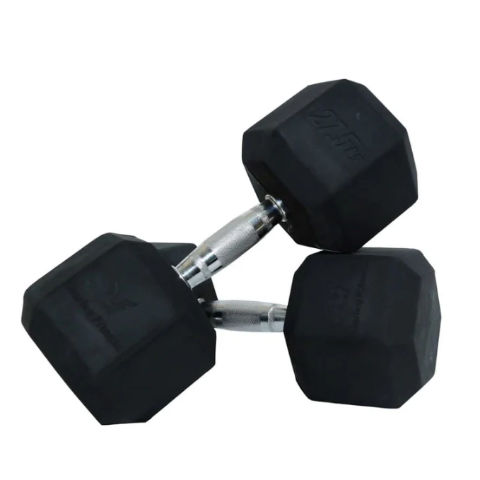 Harley Fitness Rubber Hex Dumbbell With Chrome Handle