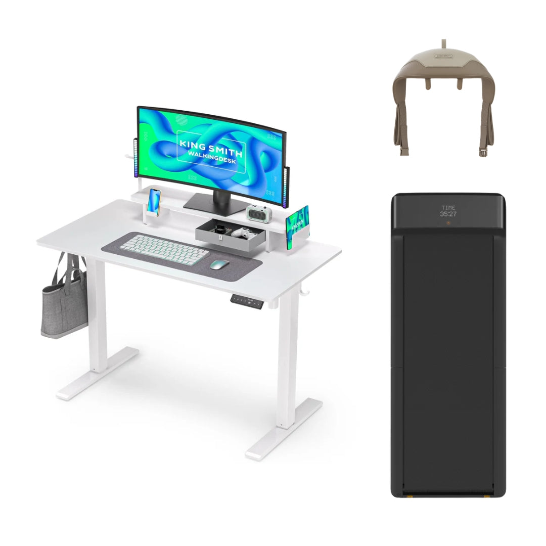 Kingsmith Walking Pad Desk Combo UAE White Desk with A1+ Pro (with Neck Massager)