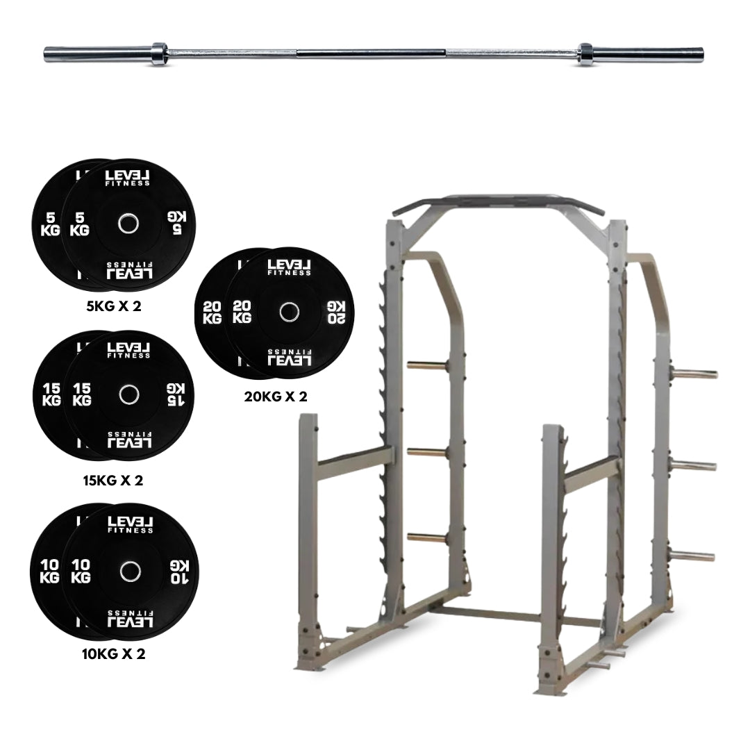 Body-Solid SMR1000 Strength Station with Plate Set 100 Kg Plate Set with 20 Kg Barbell (7Ft)