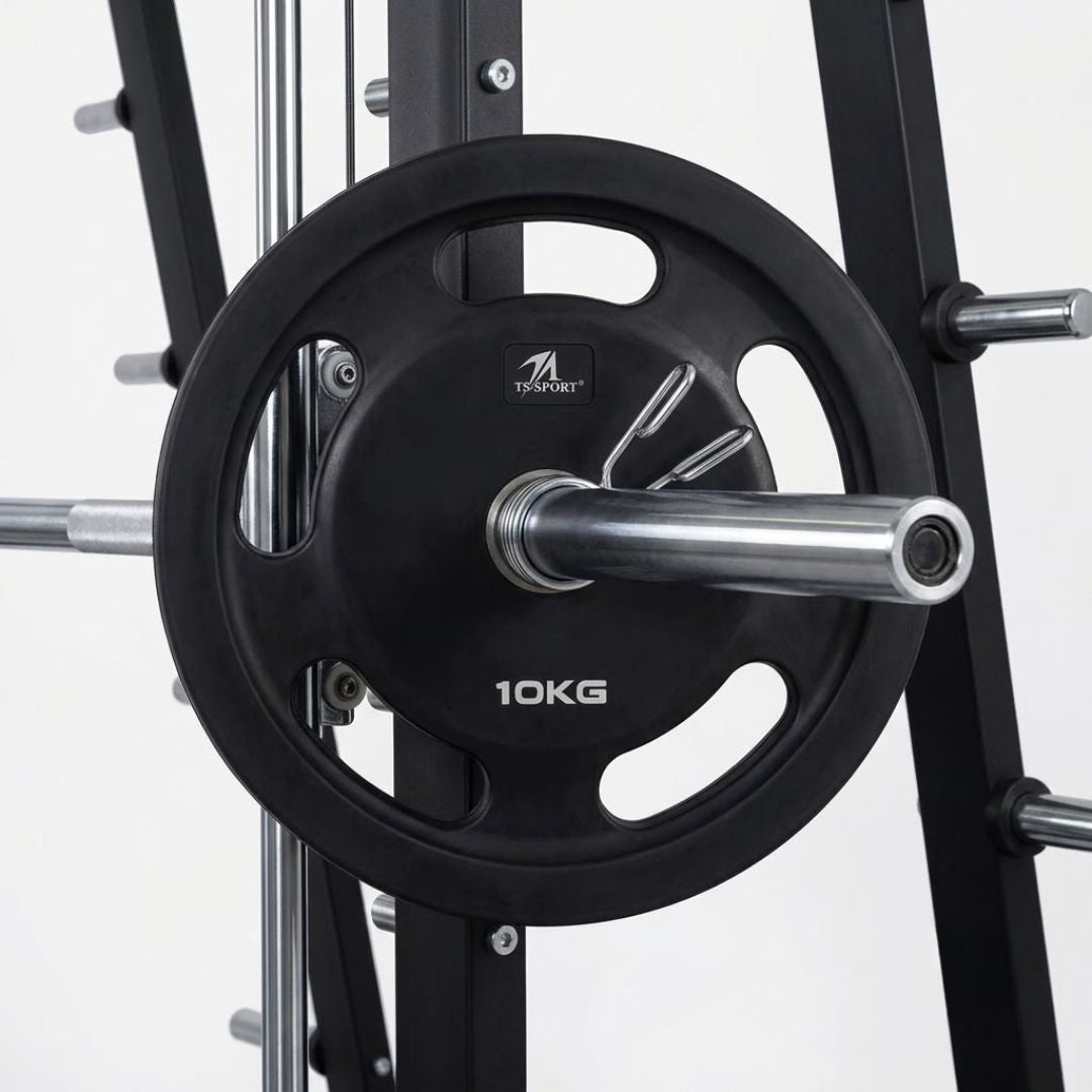 Ta Sport Olympic Rubber Coated Weight Plates (2.5kg, 5kg & 10kg) with Level Fitness 4 Ft Straight Olympic Barbell Combo