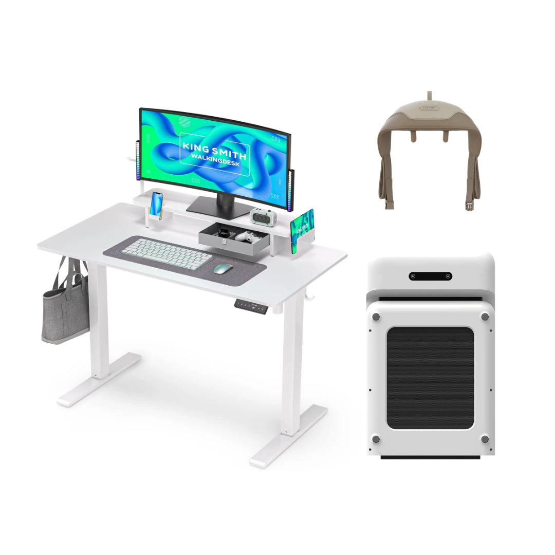 Kingsmith Walking Pad Desk Combo UAE White Desk with with C2 White (with Neck Massager)