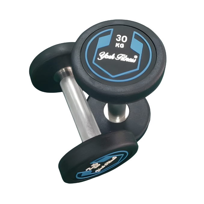 York, Fitness Round Rubber Dumbbell, Dzlg12, Black 30 Kg