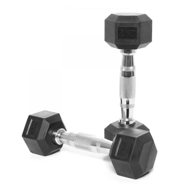 Harley Fitness Rubber Hex Dumbbell With Chrome Handle
