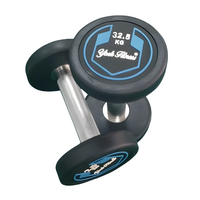 York, Fitness Round Rubber Dumbbell, Dzlg12, Black 32.5 Kg