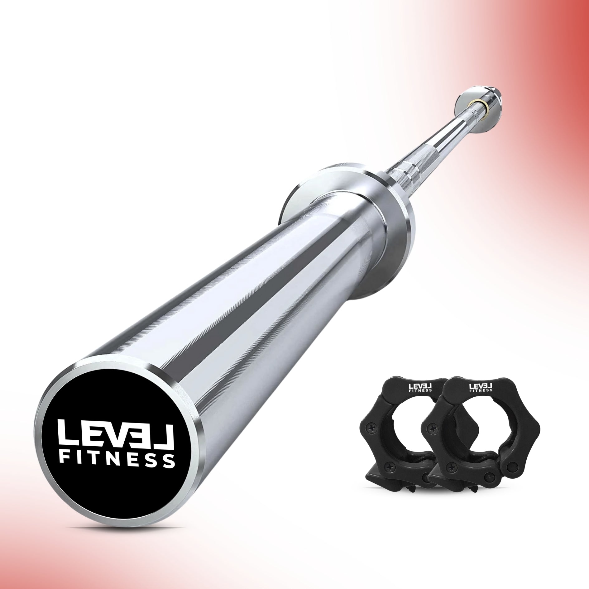 Level Fitness 4 - 7 ft Straight Olympic Barbells with Collars | 7 - 20kg