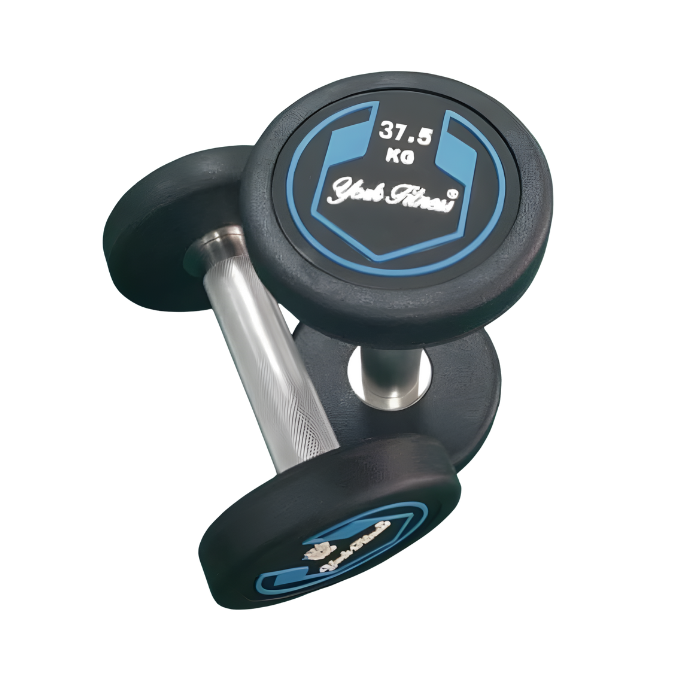 York, Fitness Round Rubber Dumbbell, Dzlg12, Black 37.5 Kg
