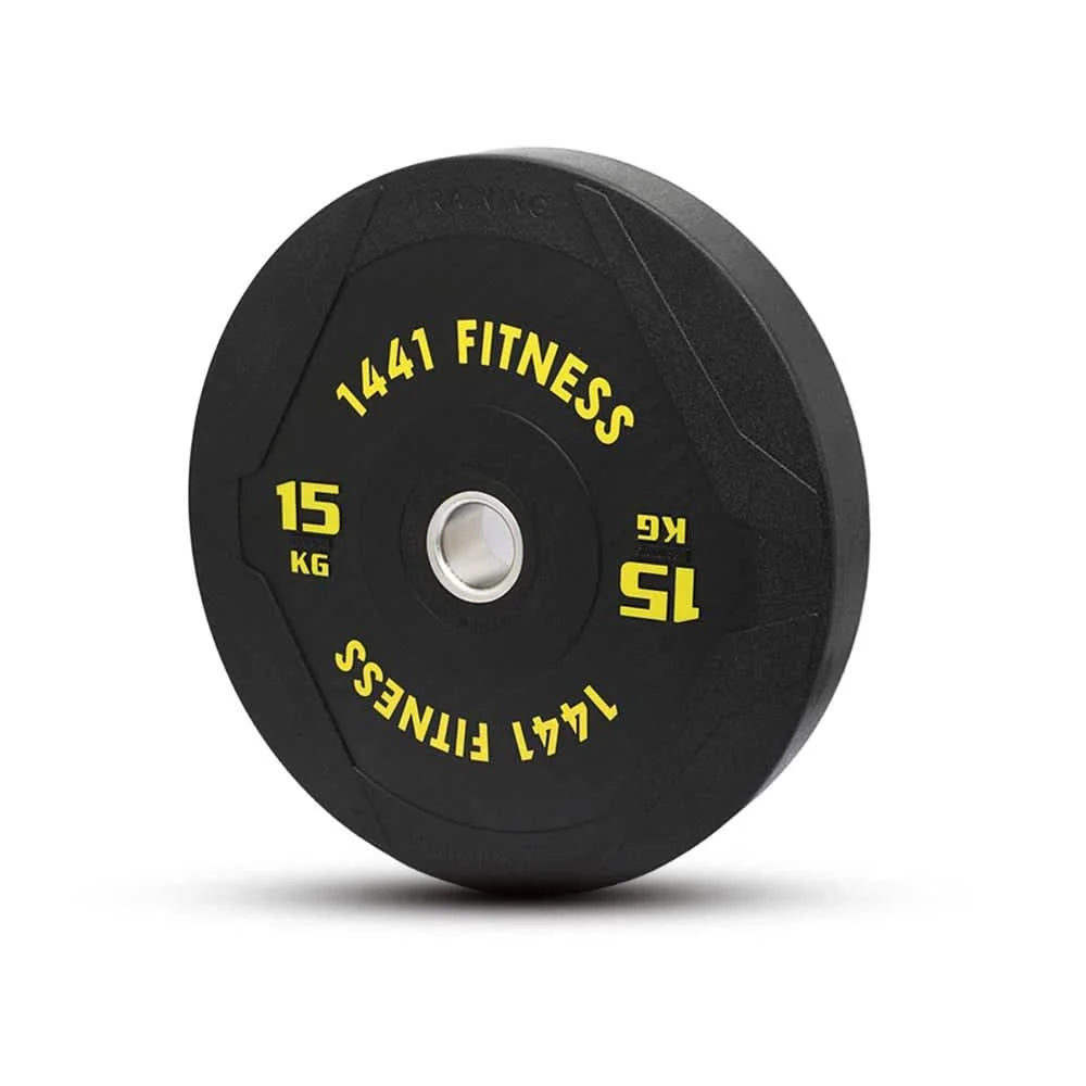 Combo 7 Ft Olympic Bar with Black PU Bumper Plates - 80 KG Set | 1441 Fitness