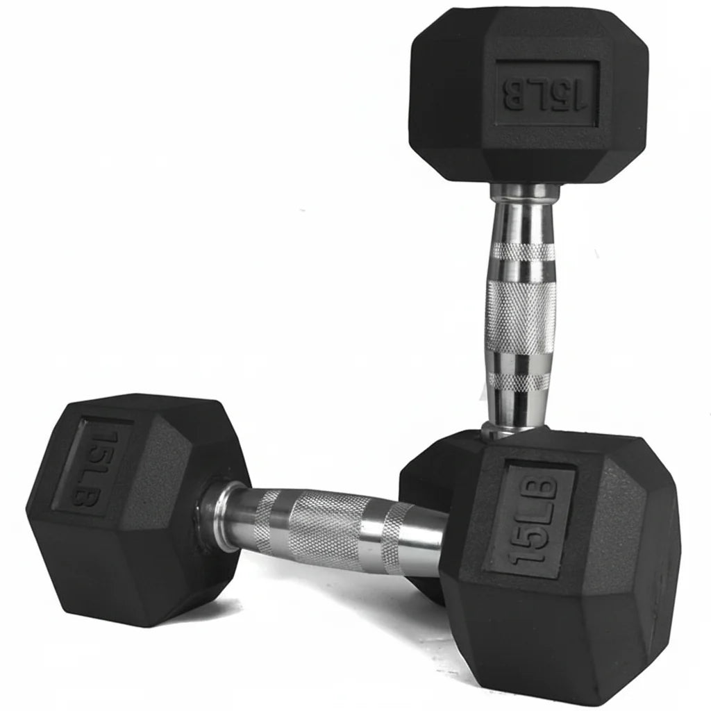 RUBBER HEX DUMBBELL 15LB IR92022