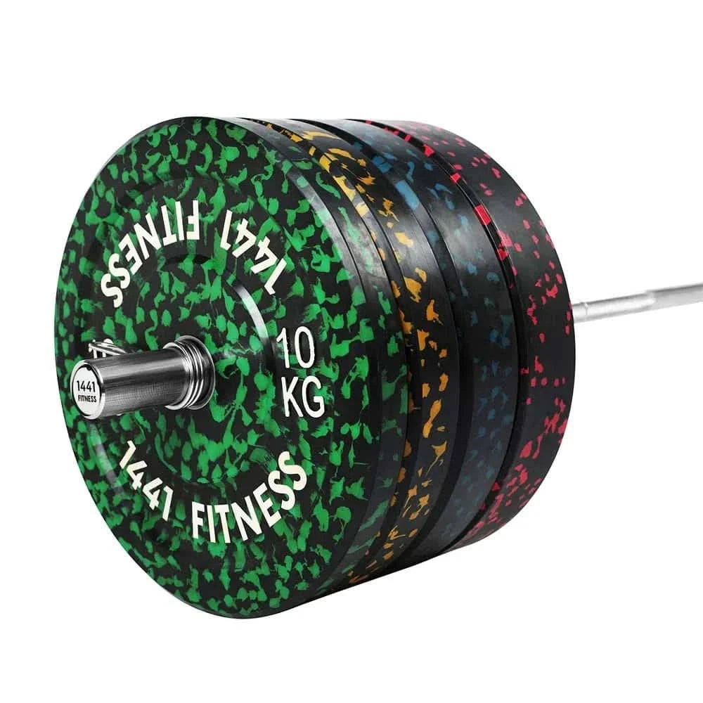 Combo 7 Ft Olympic Bar with Camouflage Bumper Plates - 160 KG Set | 1441 Fitness