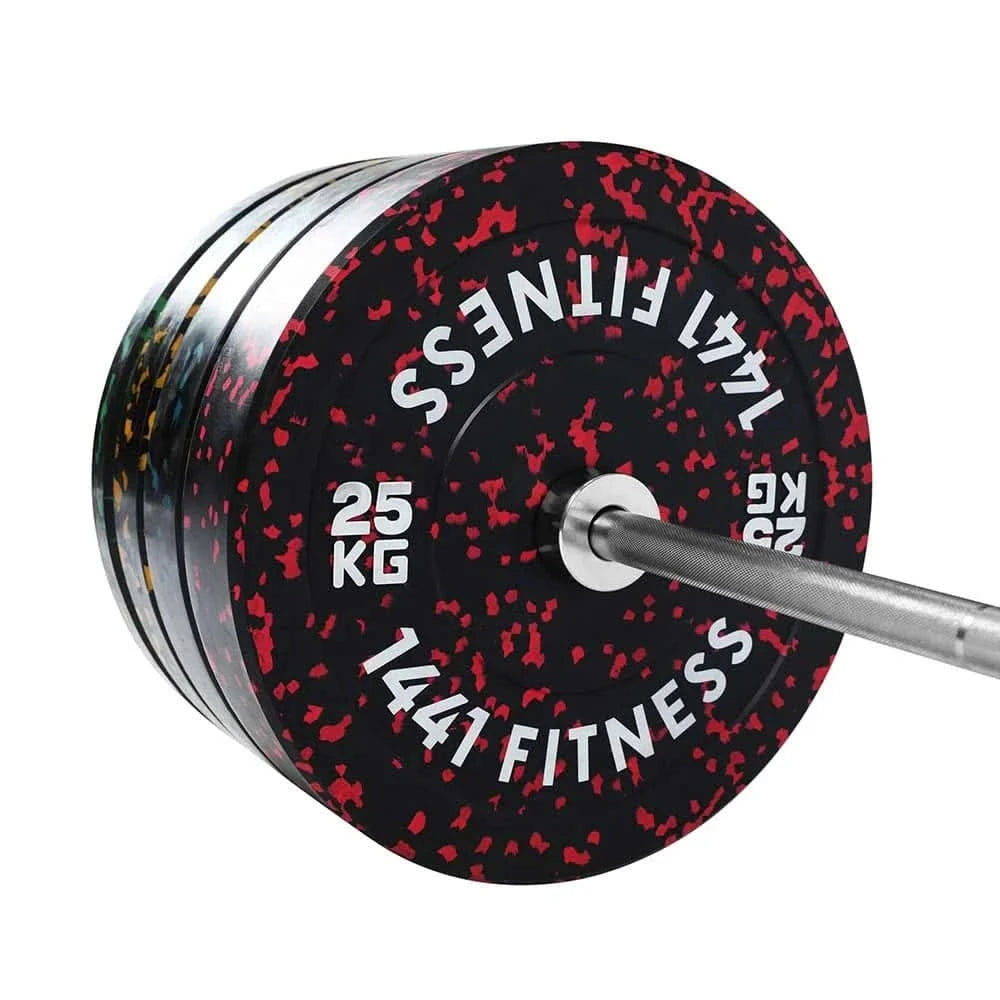 Combo 7 Ft Olympic Bar with Camouflage Bumper Plates - 160 KG Set | 1441 Fitness