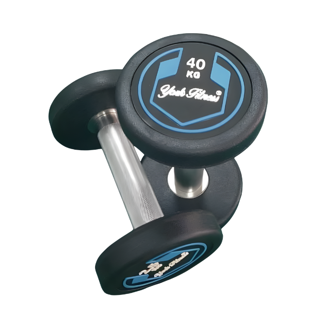 York, Fitness Round Rubber Dumbbell, Dzlg12, Black 40 Kg