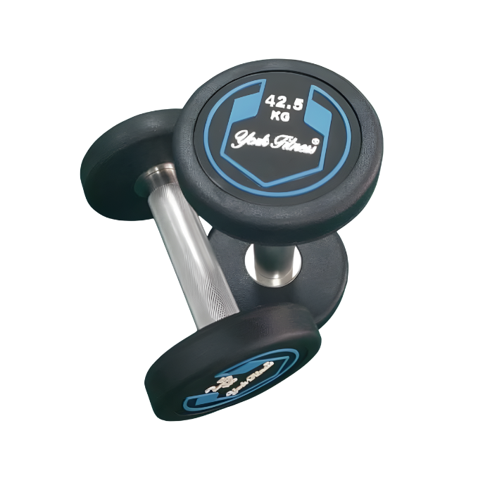 York, Fitness Round Rubber Dumbbell, Dzlg12, Black