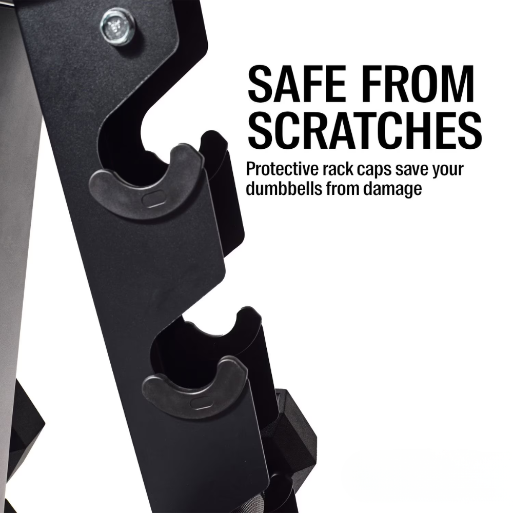 Level Fitness Dumbbells Set 2.5 to 15 Kg with 6 pair Vertical Dumbbell Rack Strength Training Equipment with Adjustable Bench for Bench Press (Optional) | Combo