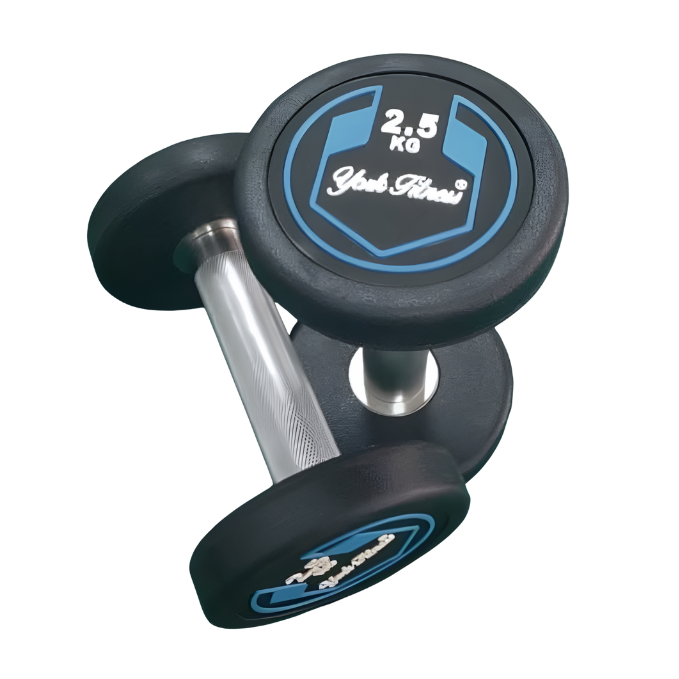 York, Fitness Round Rubber Dumbbell, Dzlg12, Black 2.5 Kg