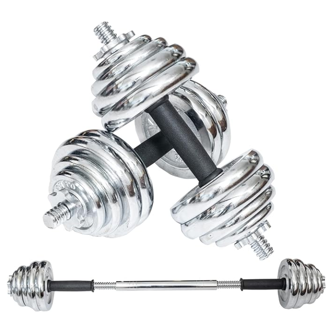 TA Sport Adjustable Chrome Barbell Dumbbell Set | 30 Kg