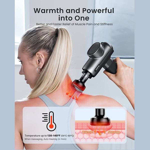 Renpho Active Massage Gun with Heat Deep Tissue Muscle, Handheld Body Massager