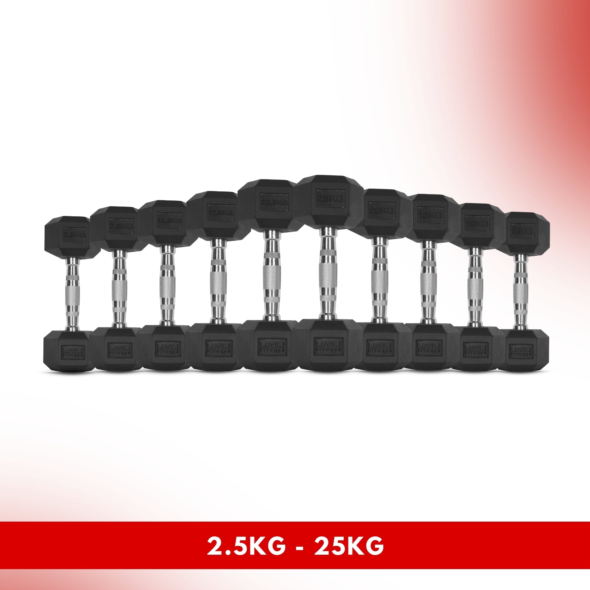Combo | Level Fitness 2.5 Kg to 25 Kg Dumbbell Set