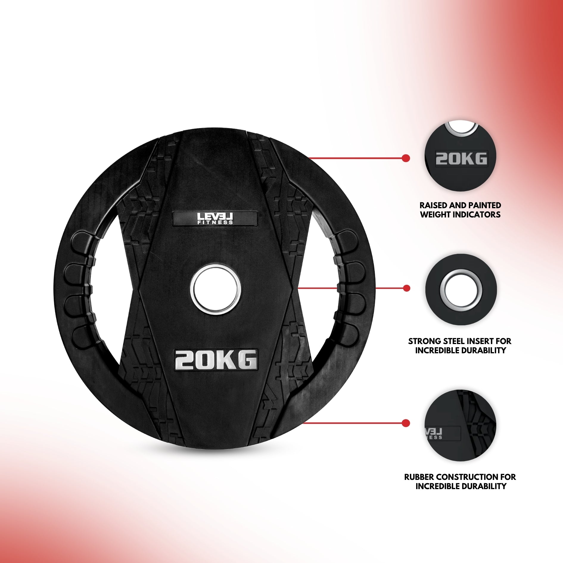 Level Fitness Dual Grip Plate - 2.5 Kg to 20 Kg | Sold as Piece