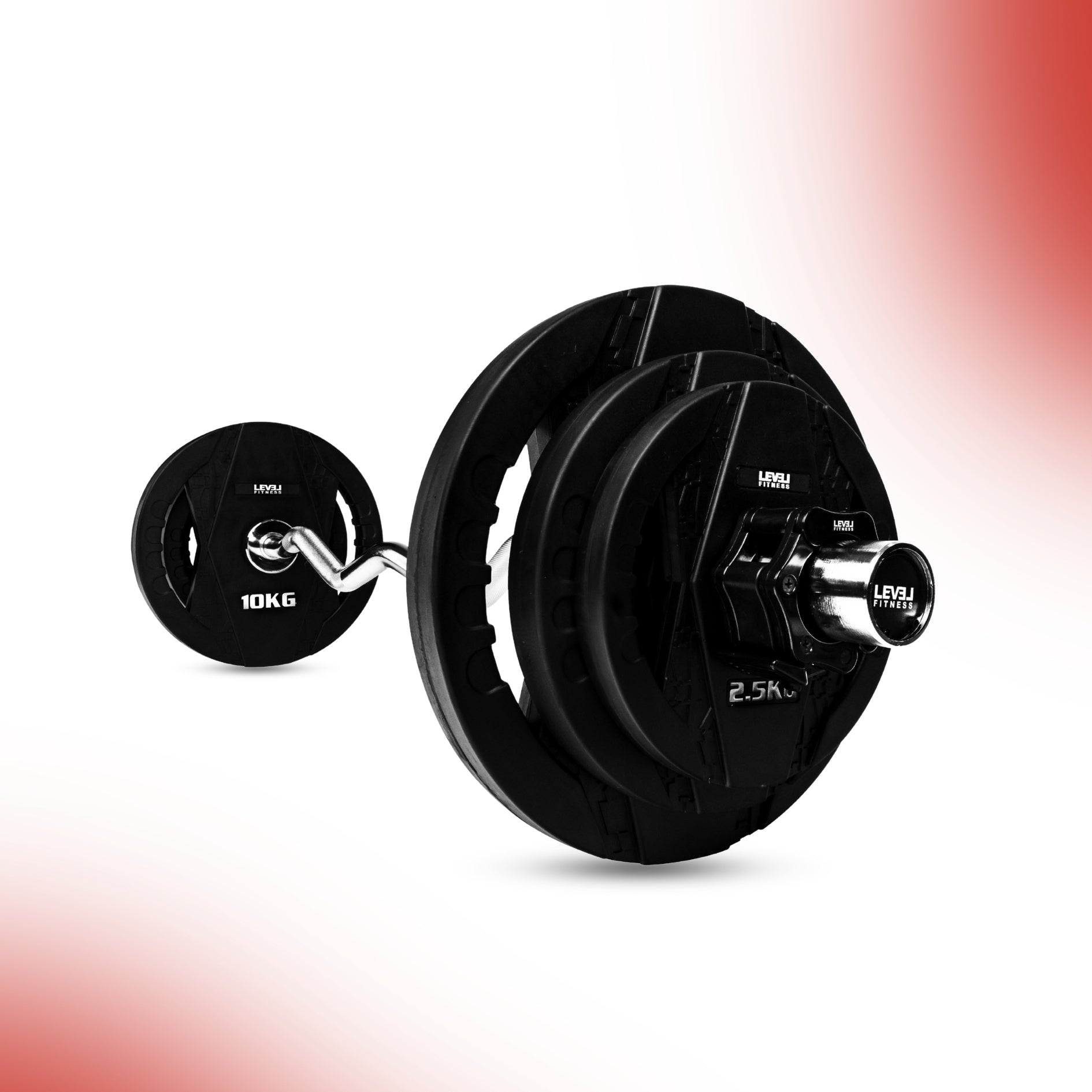 Combo 60KG - 160KG Sets | Level Fitness Tri Grip Olympic Plates with Olympic Barbell