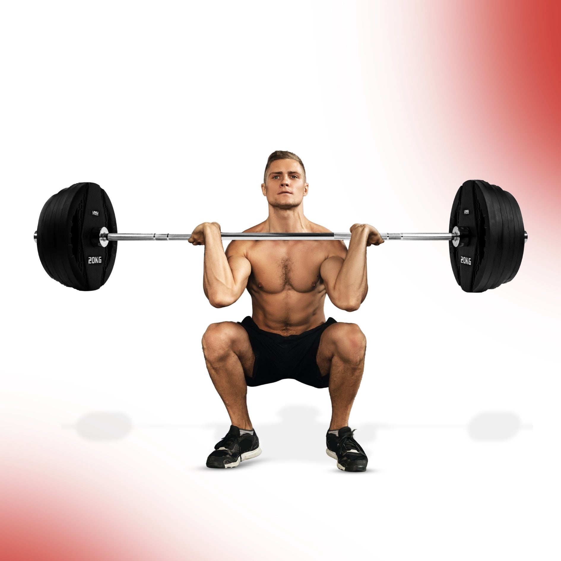 Combo 60KG - 160KG Sets | Level Fitness Tri Grip Olympic Plates with Olympic Barbell