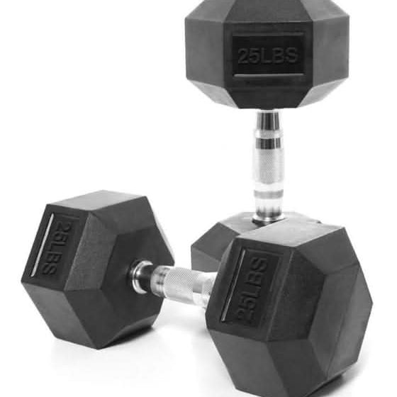 1441 Fitness Rubber Hex Dumbbells in Pounds 5 - 50 Lbs (Sold In Pair) | Weight in LBS | Tough & Durable | Chrome Plated Economical Handle