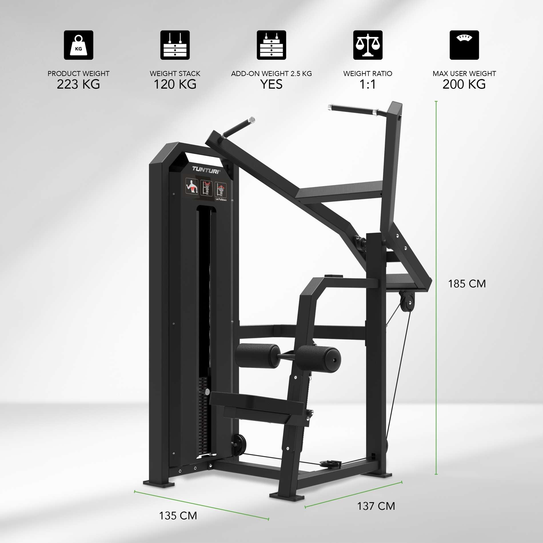 Tunturi Platinum - Lat Pulldown - Selectorized - V-series