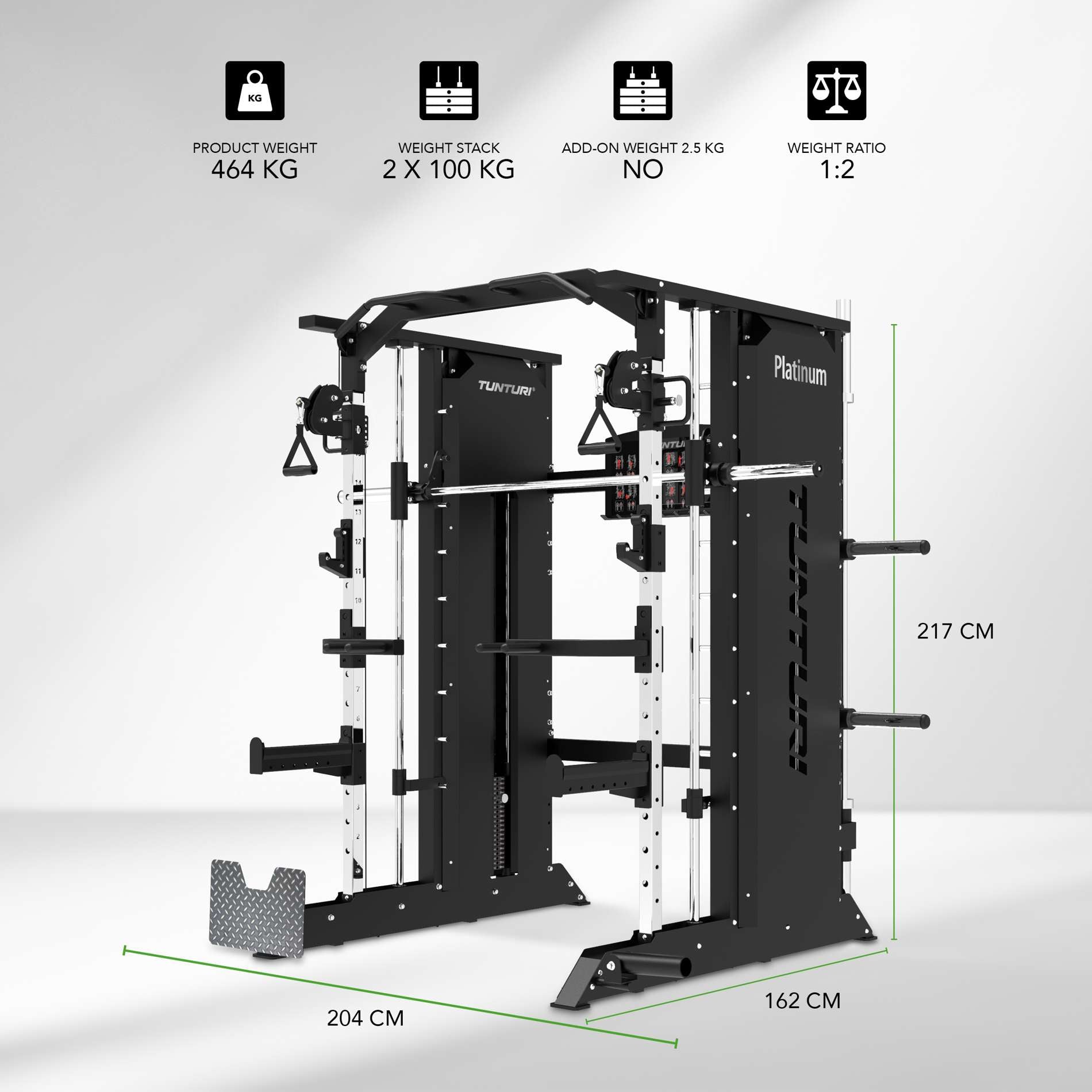 Tunturi Platinum - Full Smith/Functional trainer - Selectorized - V-series