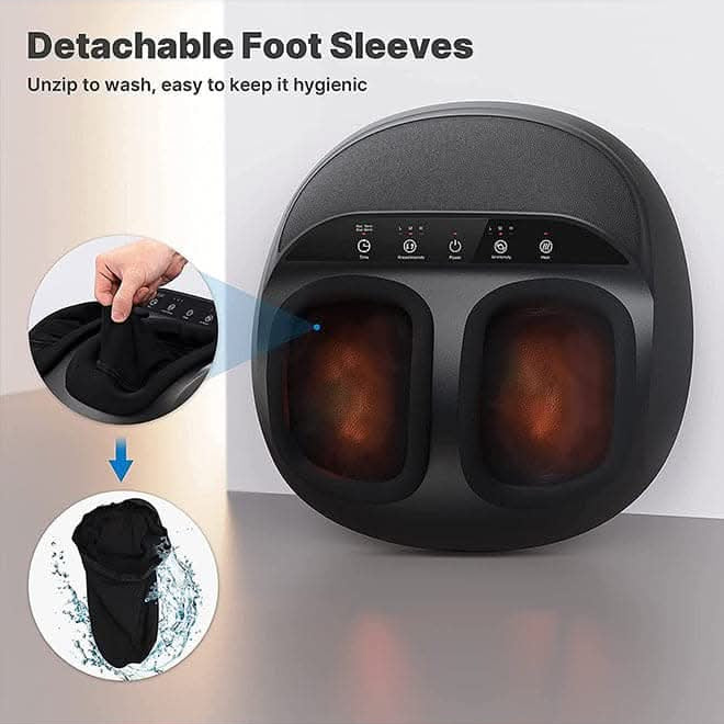 Renpho Foot Massager Machine with Heat, Shiatsu Deep Kneading Therapy With Remote Control, Black
