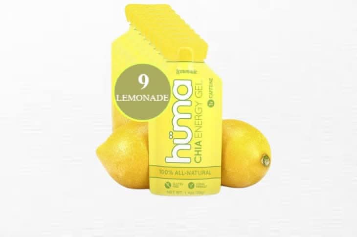 Huma Chia Energy Gel - 9 count x 43g - 21gr Carbs, 105mg Sodium, 100% All Natural, Vegan, Gluten Free, Caffeine Free, No Stomach Problems, Great Taste, Easy Digestion Lemonade