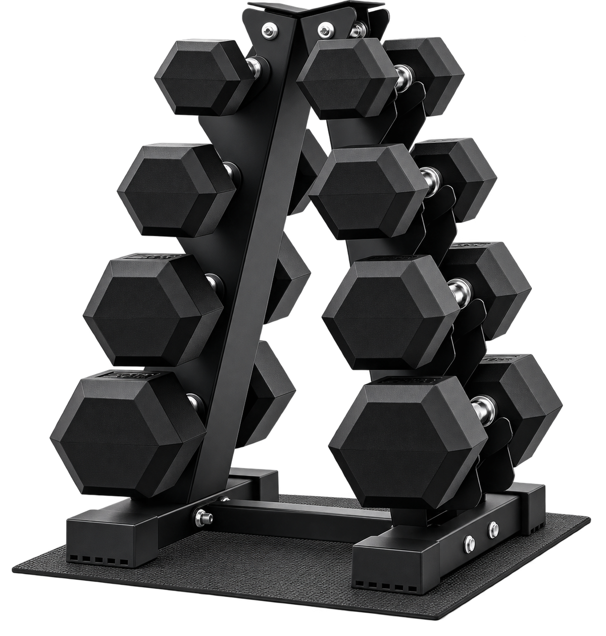 Level Fitness 50Kg Hex Dumbbell Set | 2.5–10Kg | With or Without 4-Tier Rack