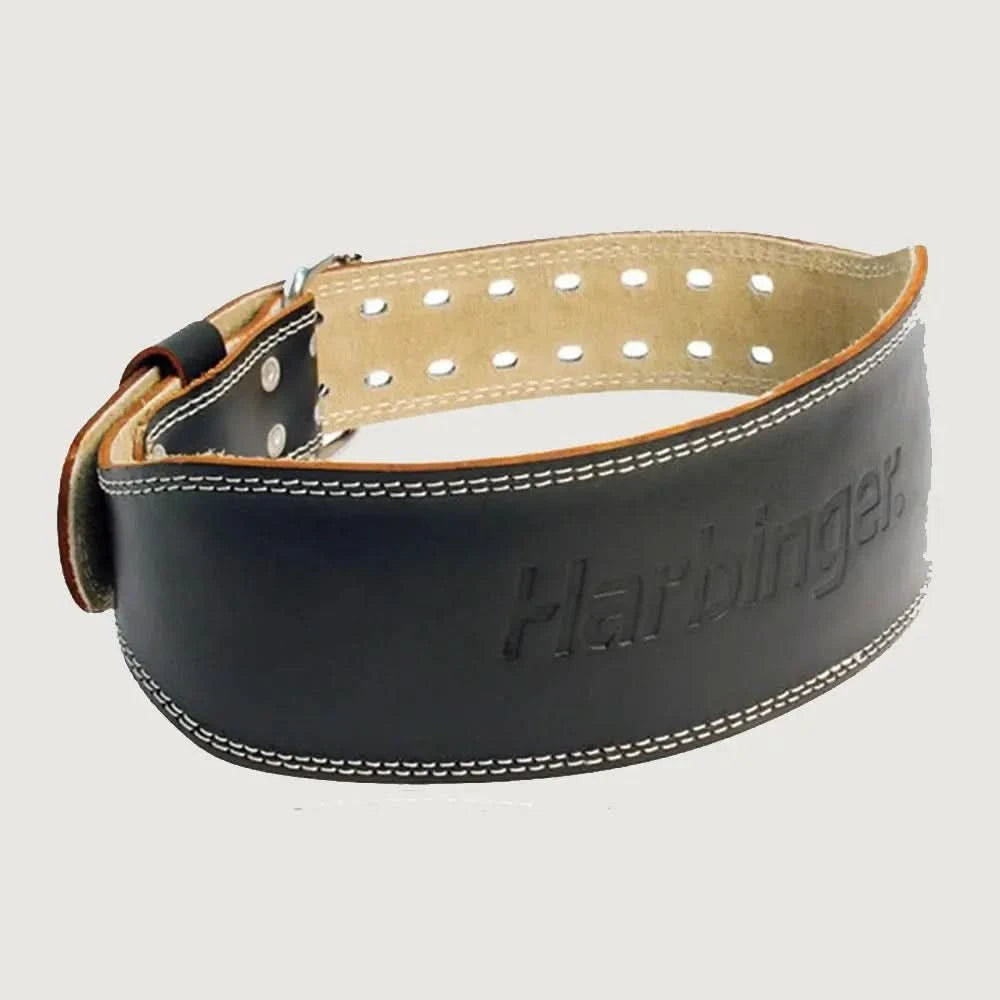 Harbinger 4" Padded Leather Weightlifting Belt – Black