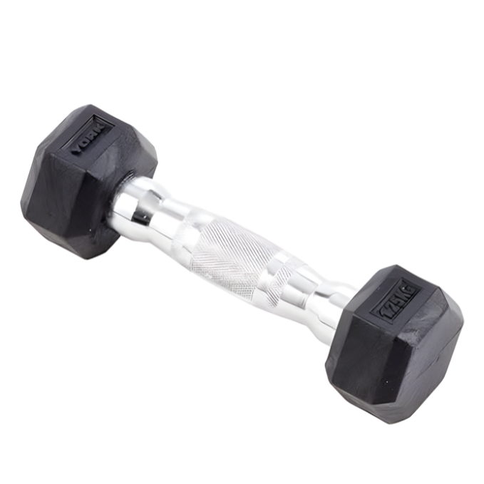 York, Commercial Rubber Hex Dumbbell, 35005, Black 1.25 Kg