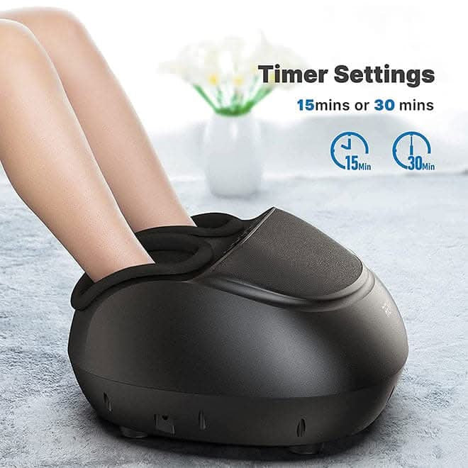 Renpho Foot Massager Machine with Heat, Shiatsu Deep Kneading Therapy With Remote Control, Black