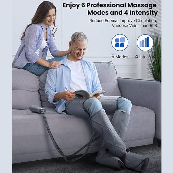 Renpho Leg Massager for Circulation and Relaxation, Calf Feet Thigh Massage with 6 Modes 4 Intensities