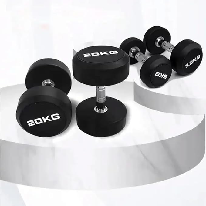 Harley Fitness TPU Commercial Rubber Round Dumbbells 2.5 to 50 kg - (Sold as Pair)
