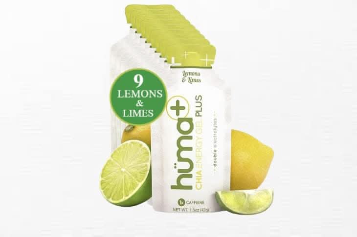 Huma Chia Energy Gel Plus - 9 count x 41g - 21gr Carbs, 240mg Sodium, 2x Electrolytes, 100% All Natural, Vegan, Gluten Free, Caffeine Free, No Stomach Problems, Easy Digestion Lemon Lime