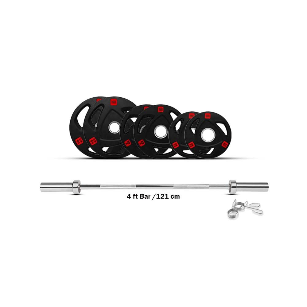 Combo 1441 Fitness 4 Ft Olympic Size Bar With Plates | 42 Kg Body Pump Set