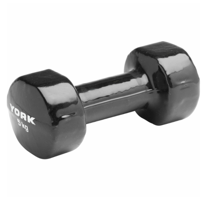 York, Fitness Vinyl Dumbbell 2Kg, 1673, Yellow 5 Kg - Black