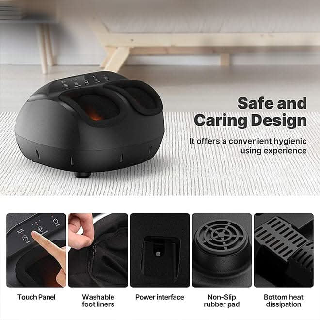 Renpho Foot Massager Machine with Heat, Shiatsu Deep Kneading Therapy With Remote Control, Black