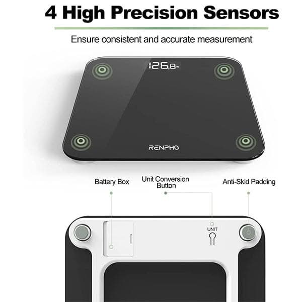 RENPHO Digital Bathroom Scale, Highly Accurate Body Weight Scale with Lighted LED Display, Round Corner Design, 400 lb - Core 1S