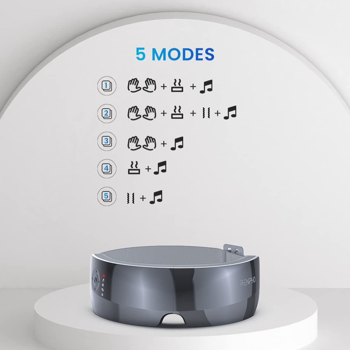 RENPHO True View Eye Massager for Migraines, 5 Modes Rechargeable Heated Temple Massager for Eye Relax, Improve Eye Circulation, Reduce Dry Eyes, Dark Circles, Delay Eye Aging