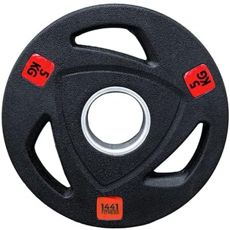 Combo 1441 Fitness 6 Ft Olympic Barbell with Black Olympic Tri Grip Plates Set | 80 kg