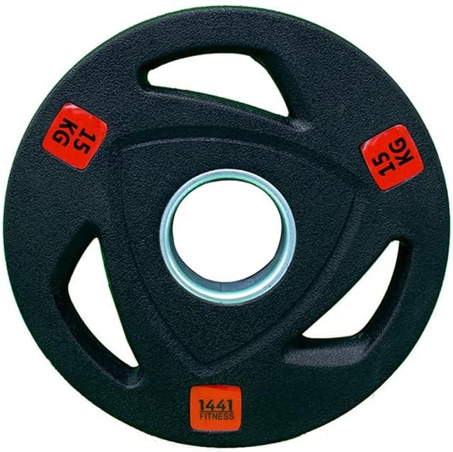 Combo 1441 Fitness 6 Ft Olympic Barbell with Black Olympic Tri Grip Plates Set | 80 kg