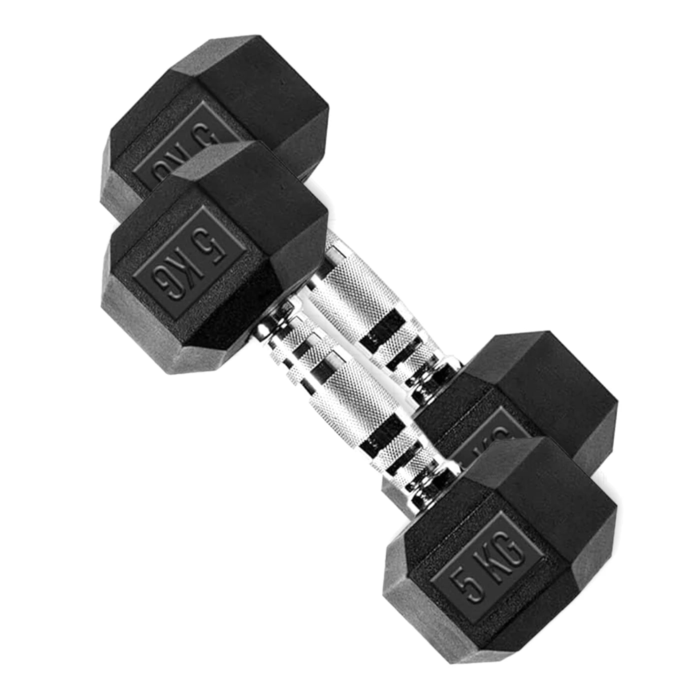 DS HEX Rubber Dumbbells (Pair) | 2.5 Kg to 20 Kg 5 KG (11 LBS)